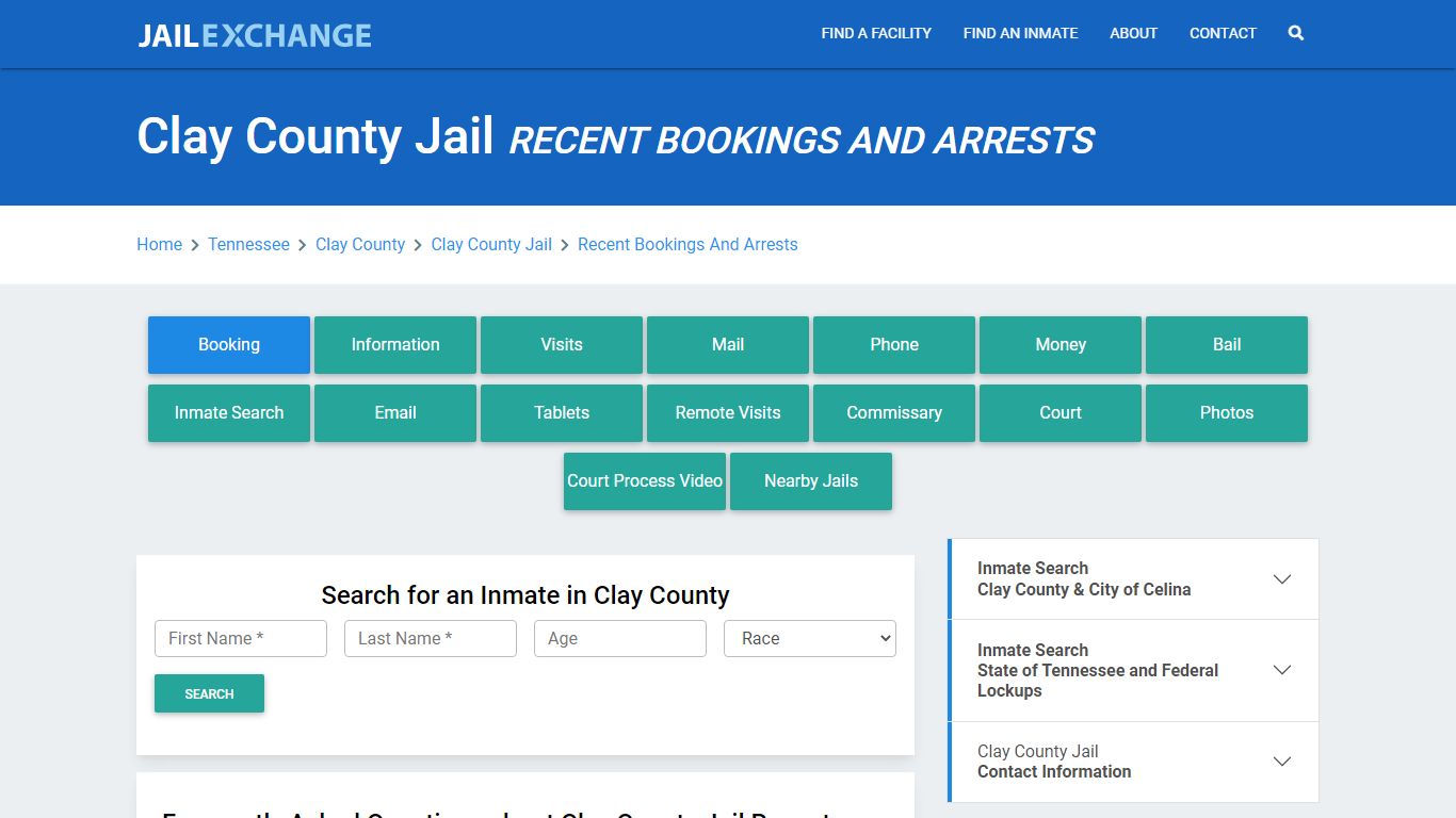 Clay County Jail TN Recent Arrests and Bookings - Jail Exchange