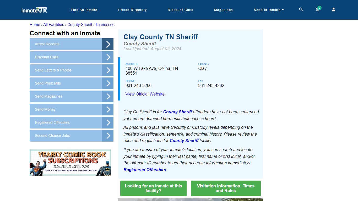 Clay County TN Sheriff & Arrest Search - InmateAid